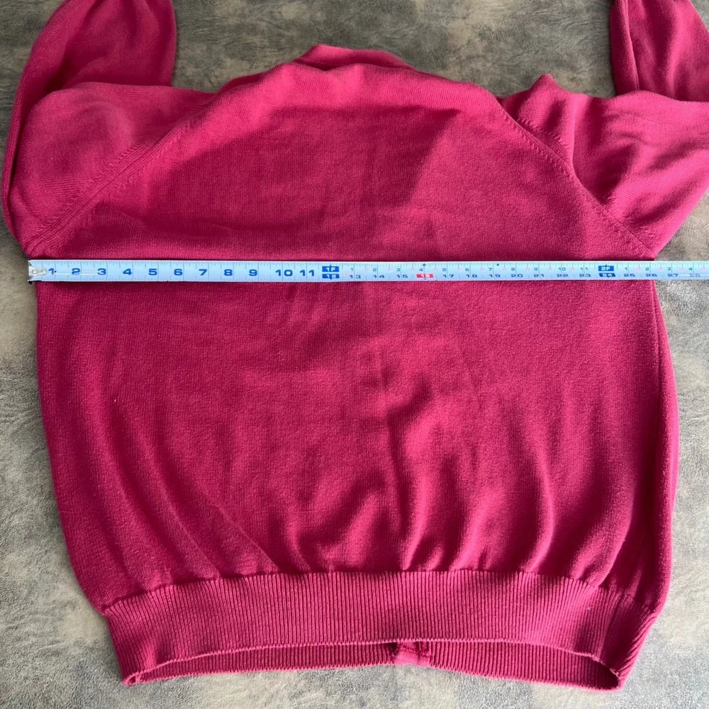 L.L. Bean Cardigan Sweater Mens XL Tall Red Cotton Knit Made in Scotland VTG - Picture 5 of 9